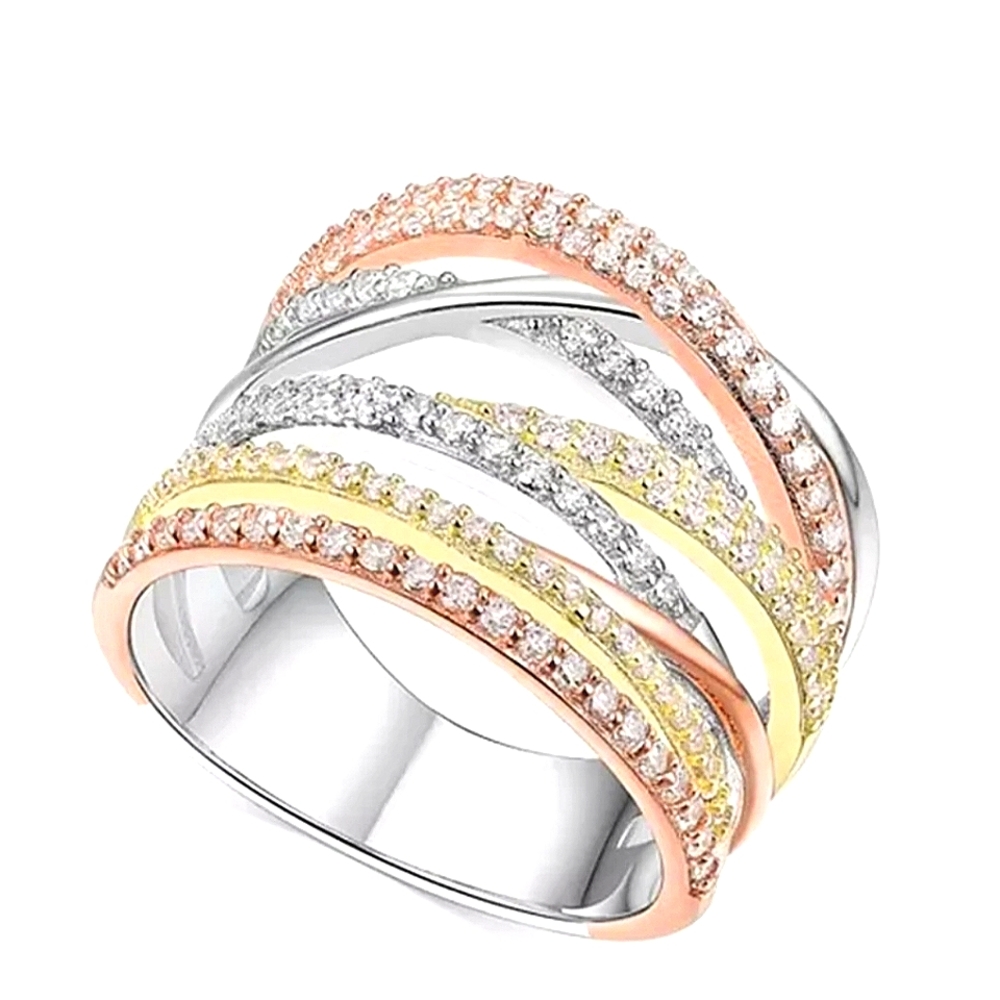 SALE❣️Tri- color Pave CZ Cocktail Ring Size 7 & 8